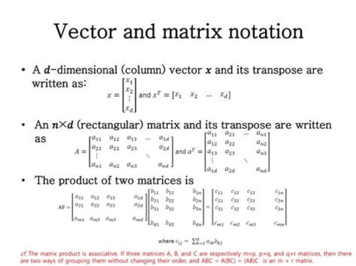 Vector vs. Matrix notation