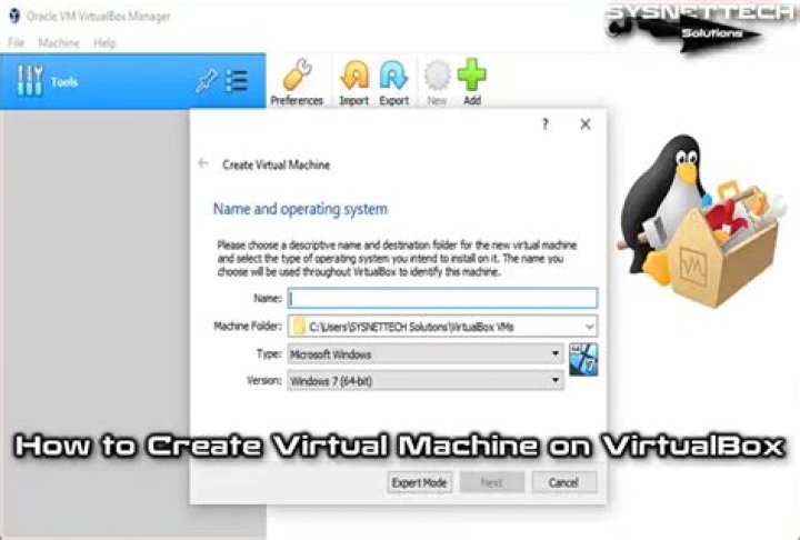 Virtualbox create new VM dialogue