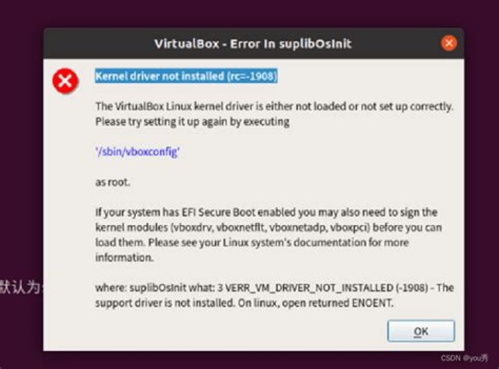 VirtualBox error : kernel driver not installed(rc=-1908) [closed]