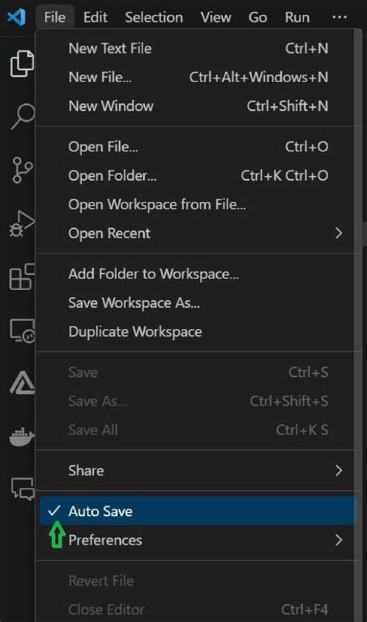 visual studio code auto save activation
