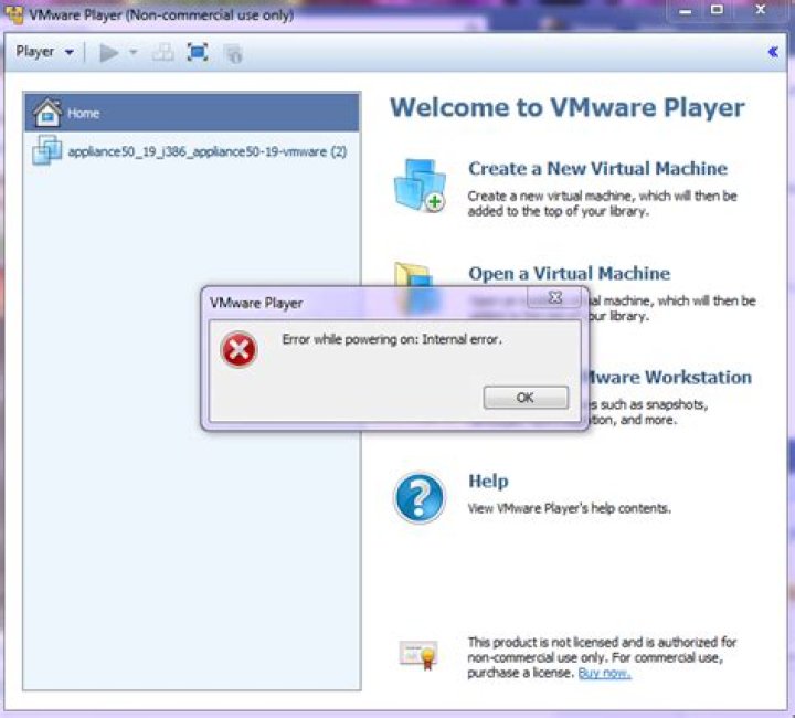 VMware Workstation 10 on Windows 7 throws 