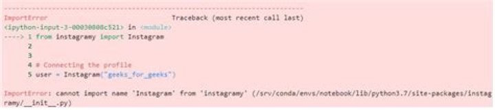 We are trying from Instagram importing Instagramy from python but it's not working