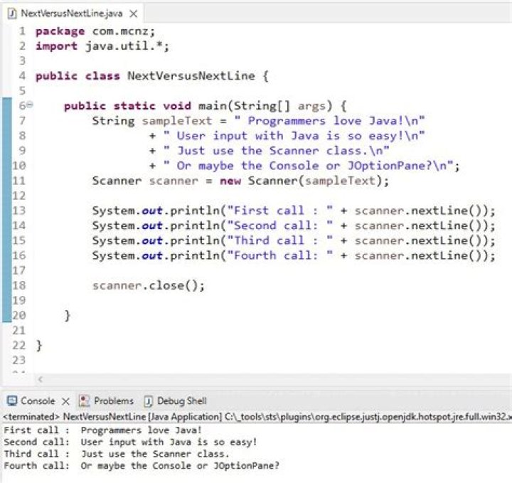 What's the difference between next() and nextLine() methods from Scanner class?