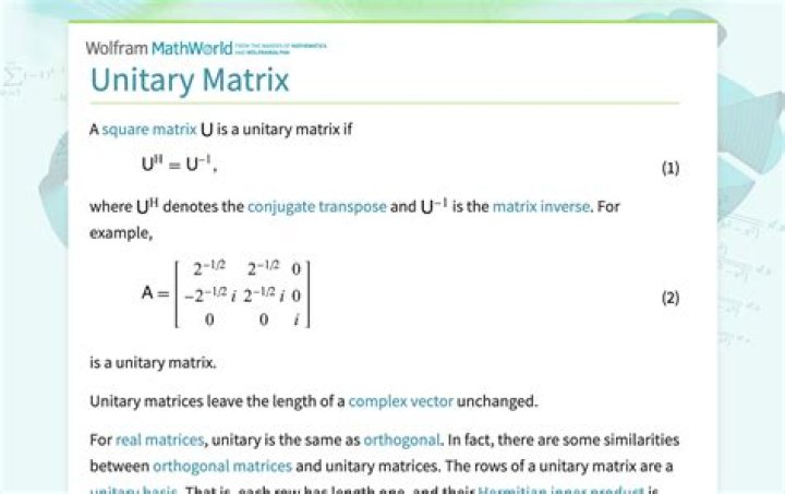 What's the interpretation of a unitary matrix?