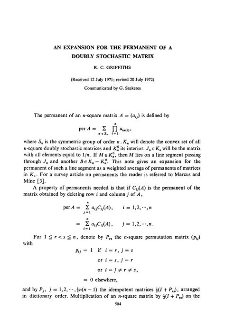 What are some Applications of the Permanent of a Matrix?