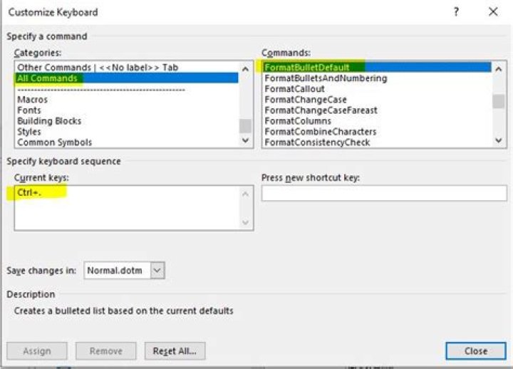 What does ctrl+. (period) do in Microsoft Word?