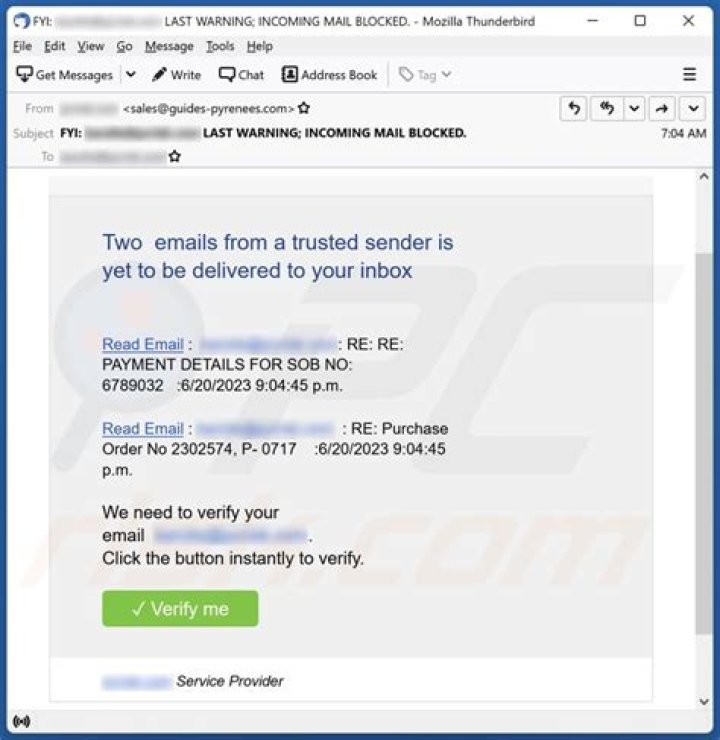What does the 'This message is from a trusted sender' message means in Windows live mail