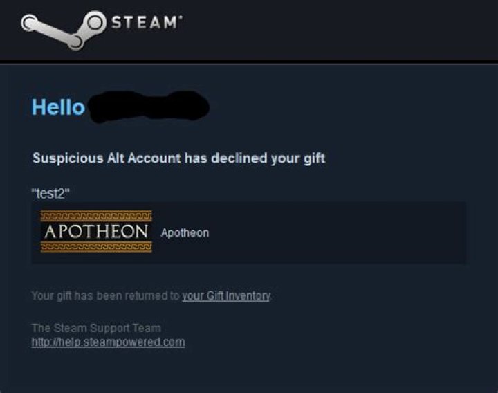 What happens if I decline a Steam gift?