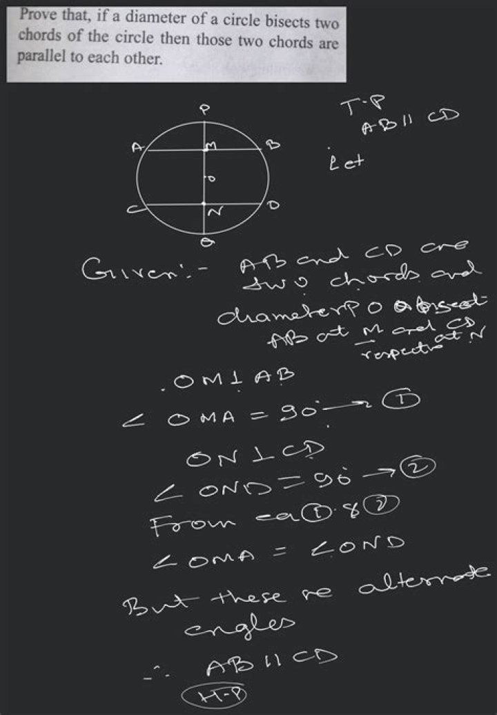 What is a proof that a diameter bisects a circle?