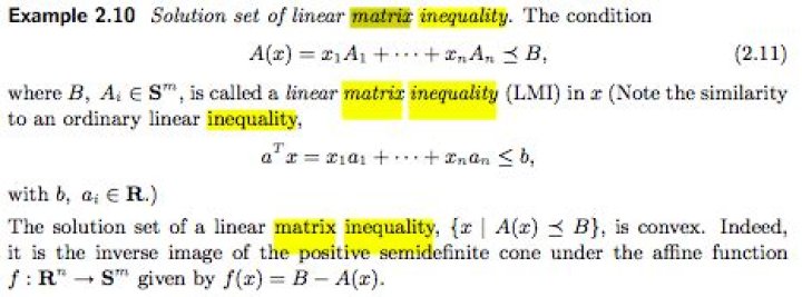 What is matrix inequality such as $A>0$ or $A\succ 0$?