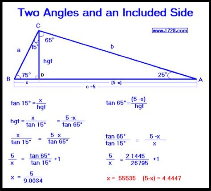 what is side of any oblique triangle if given length of other two sides and all three angles?