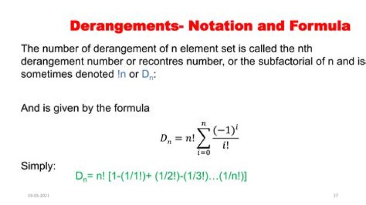 What is the concept behind this derangement formula?