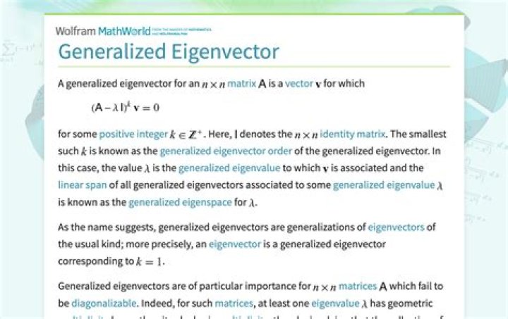 What is the definition of a generalized eigenvector?