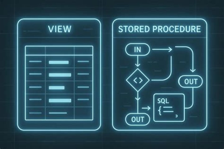 What is the difference between a stored procedure and a view?
