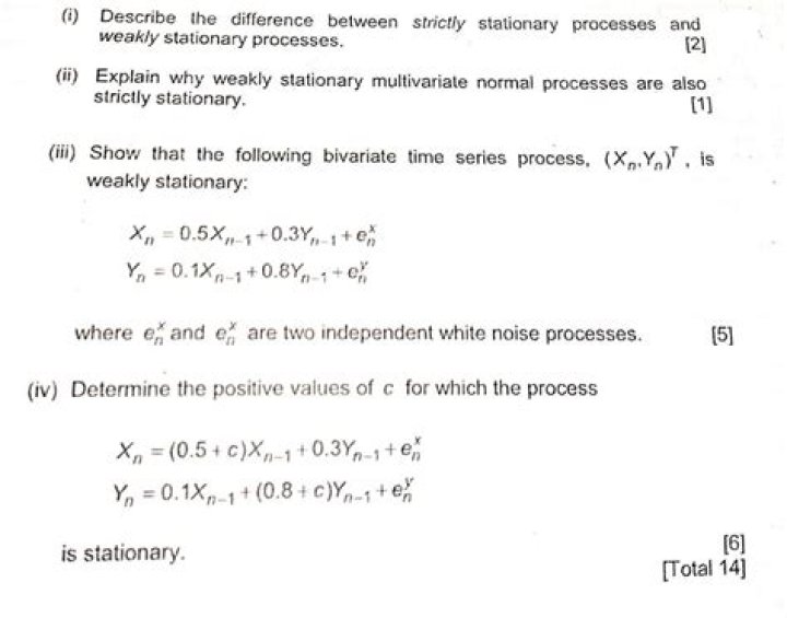 What is the difference between a weakly stationary process and strictly stationary process?