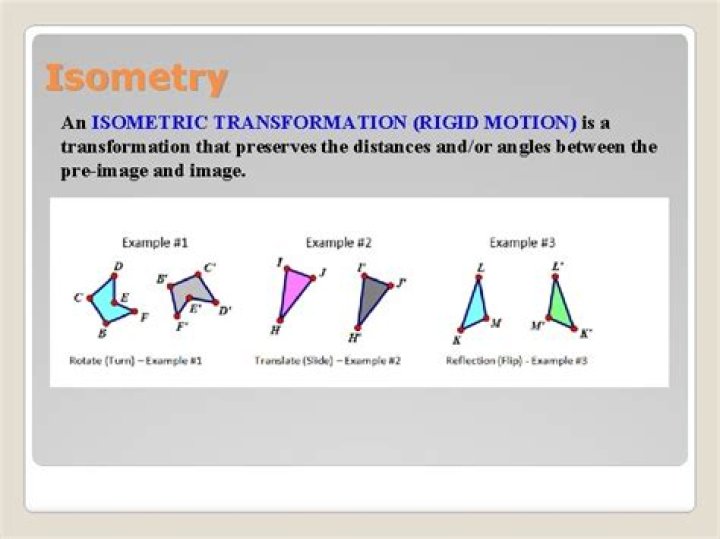 What is the difference between isometry and rigid motion?