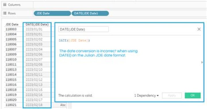 What is the precise definition of JDE's Julian Date format?