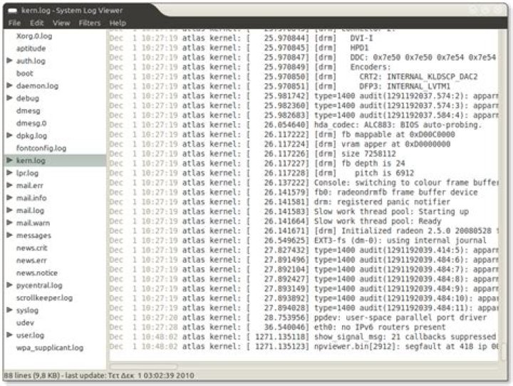 Where can I find the kernel logs?