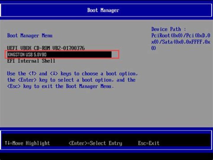 Which boot menu option in boot manager do I need to select?