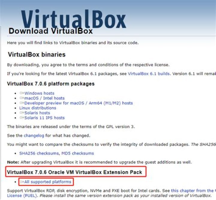 Which other Extension Packs for VirtualBox are available? [closed]