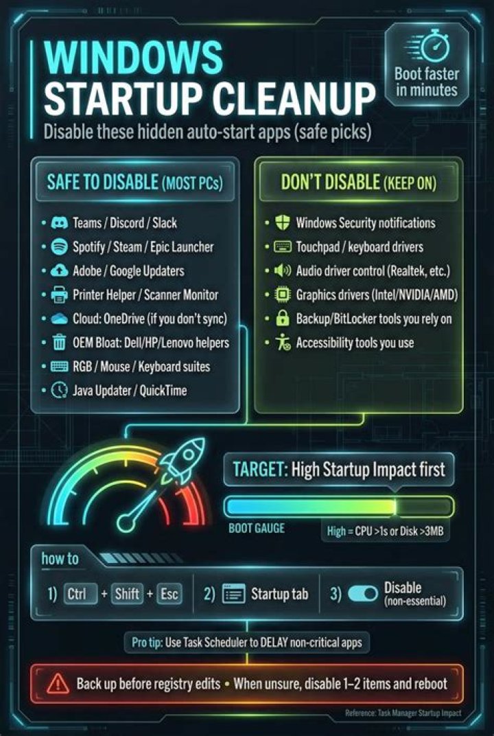 Which startup applications can I safely disable?