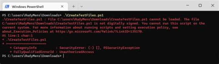 Why is my locally-created script not allowed to run under the RemoteSigned execution policy?