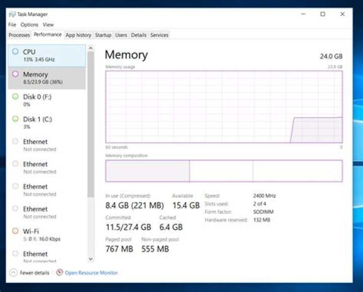 Why is my memory at 65% usage when I'm not running any programs?