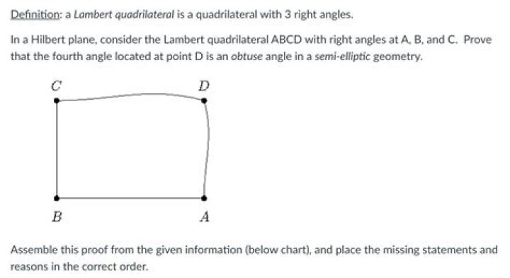 Why is the fourth angle of a Lambert quadrilateral obtuse in elliptic geometry?