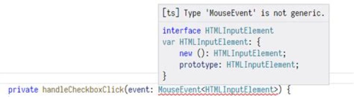 Why is the React `MouseEvent` in the checkbox event handler not generic?