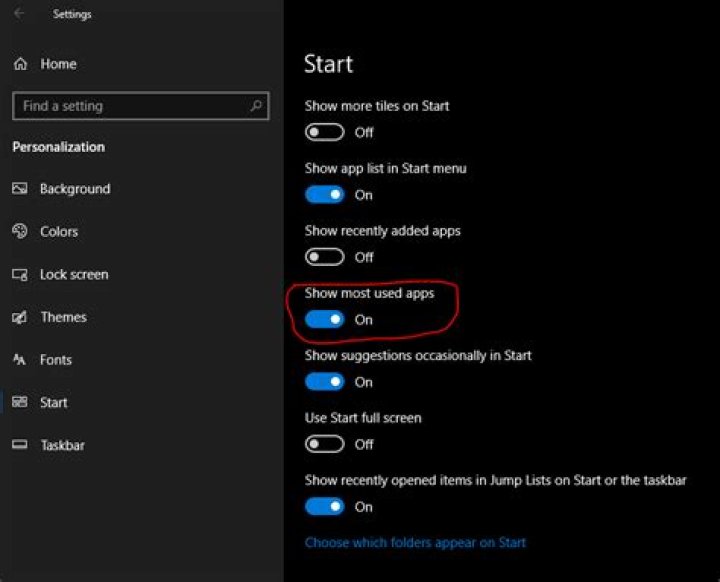 Windows 10: Recently used apps in start menu?