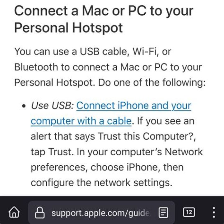 Windows 10 USB tethering to Wifi via iPhone?
