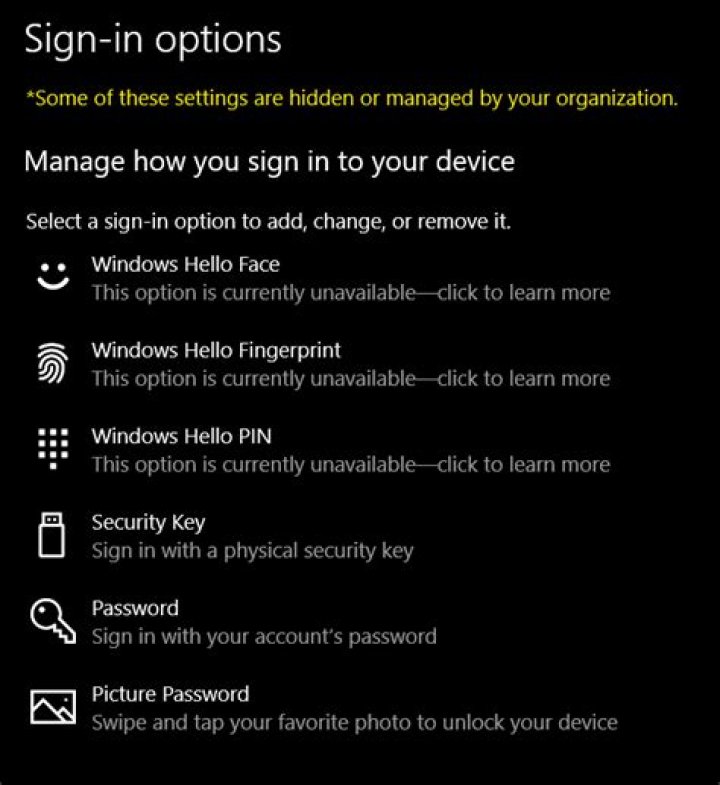 Windows Hello PIN/Fingerprint 
