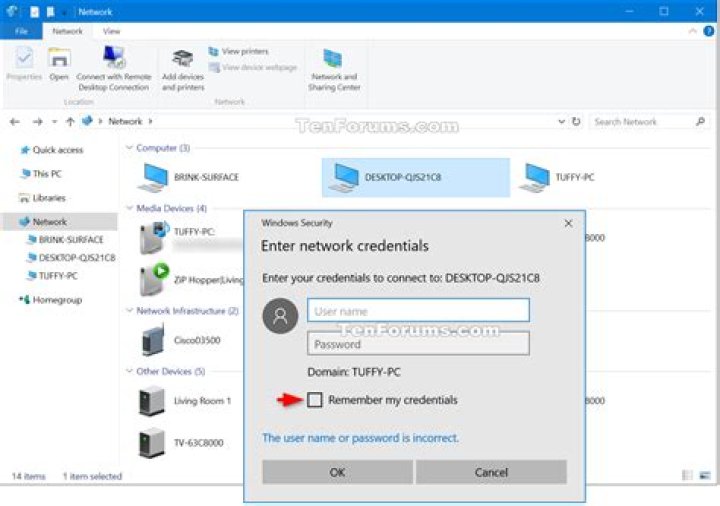 windows network password required for share