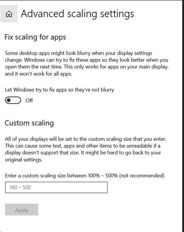 Windows setting 