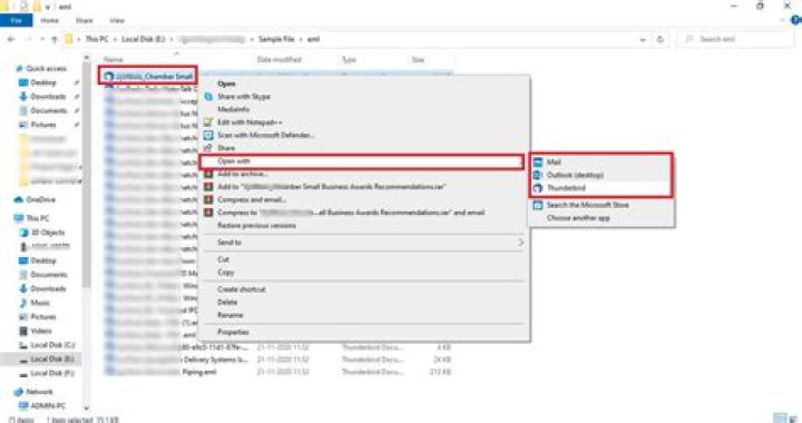 Windows Vista email (.eml) files - how to open in thunderbird
