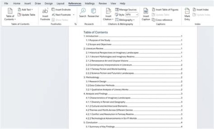 Word 2010 Formatting Table of Contents