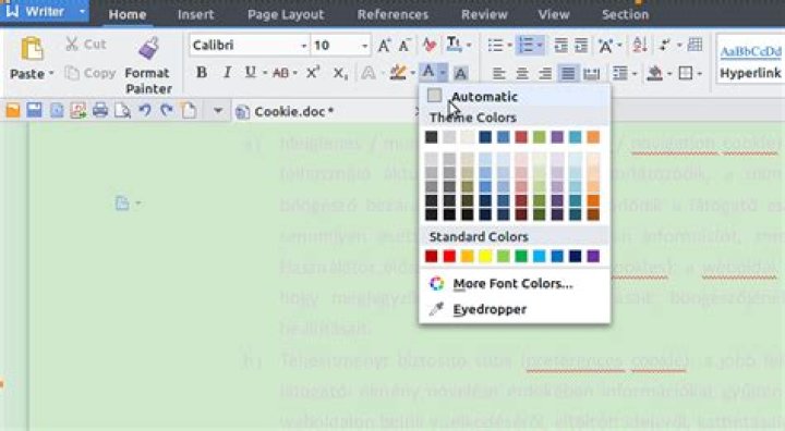 WPS Office Writer Automatic Color problem