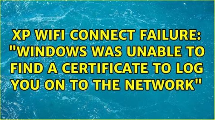 XP WiFi connect failure: 
