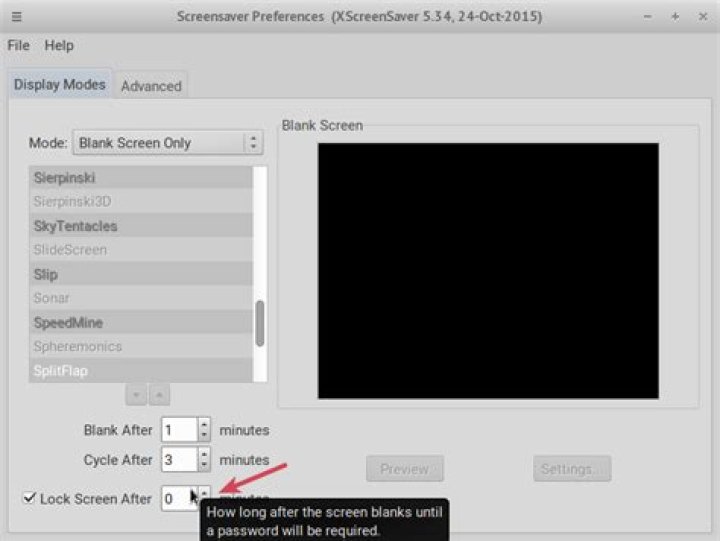 Xscreensaver preference